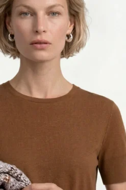 T-Shirt mit gerippten Ärmelabschlüssen