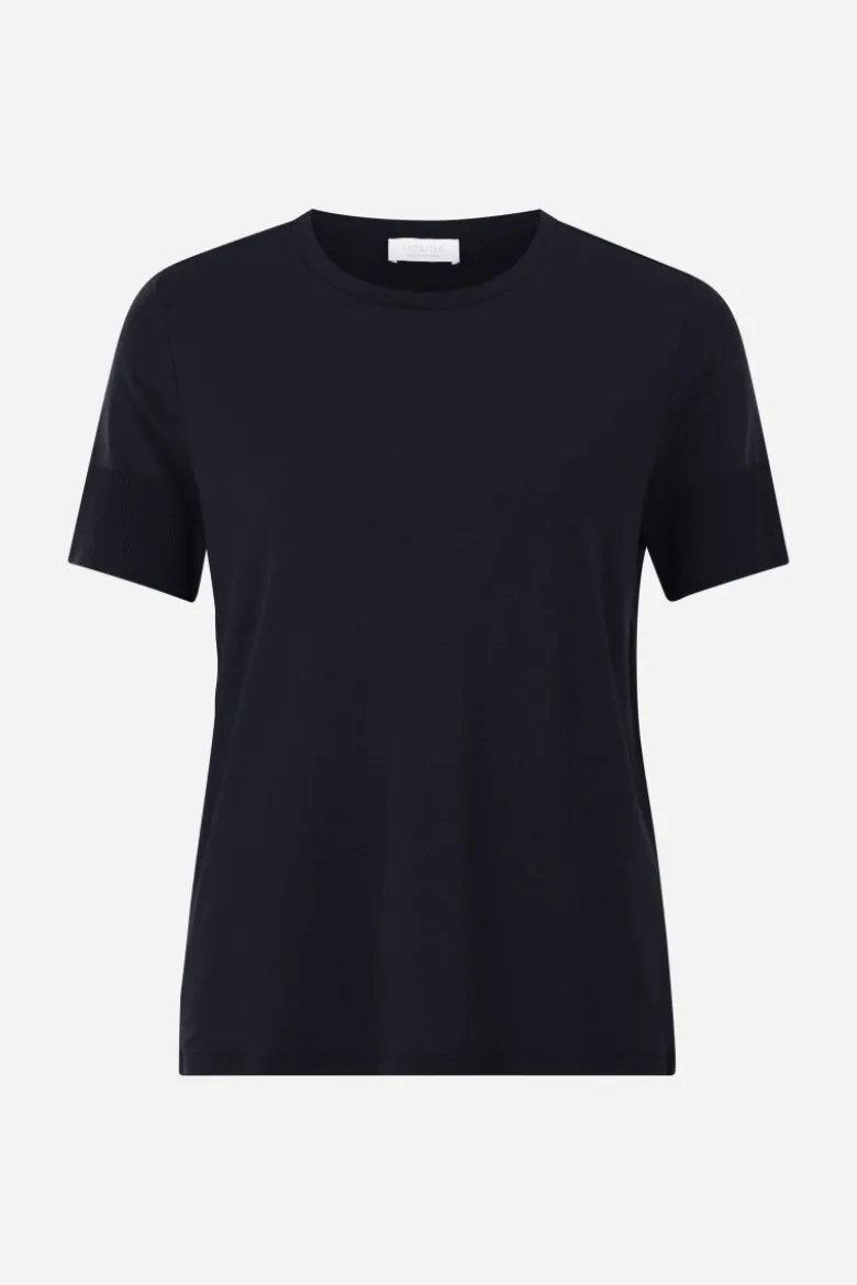 T-Shirt mit gerippten Ärmelabschlüssen