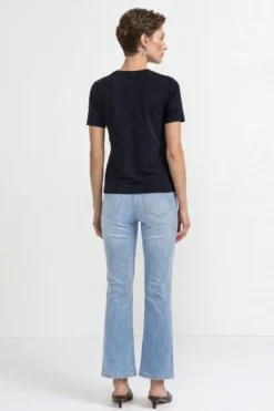 T-Shirt mit gerippten Ärmelabschlüssen