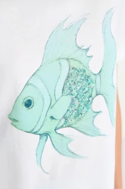 T-Shirt mit Print und Pailletten