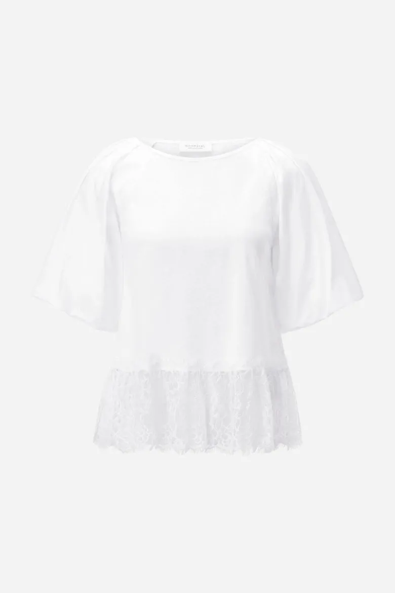 T-Shirt mit Spitzensaum