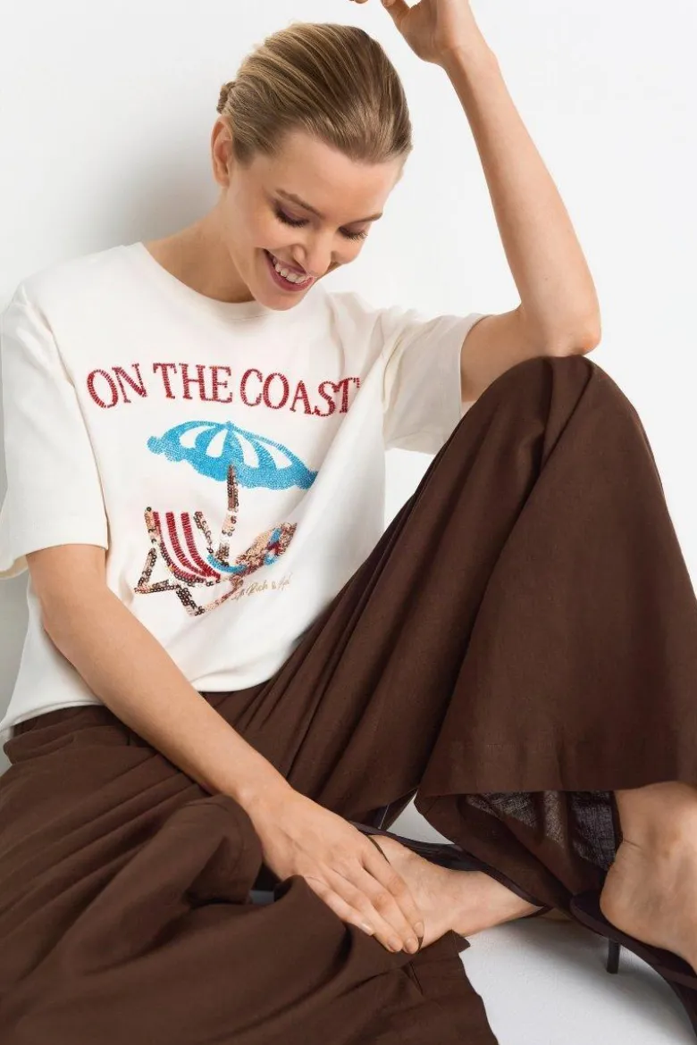 T-Shirt Perlen-Schriftzug