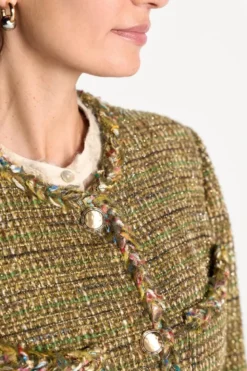 Tweed-Blazer mit Wollanteil