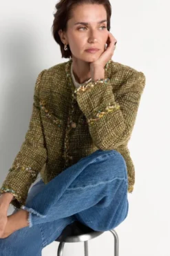 Tweed-Blazer mit Wollanteil