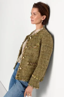 Tweed-Blazer mit Wollanteil