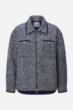 Tweed-Blouson mit Hahnentritt-Muster