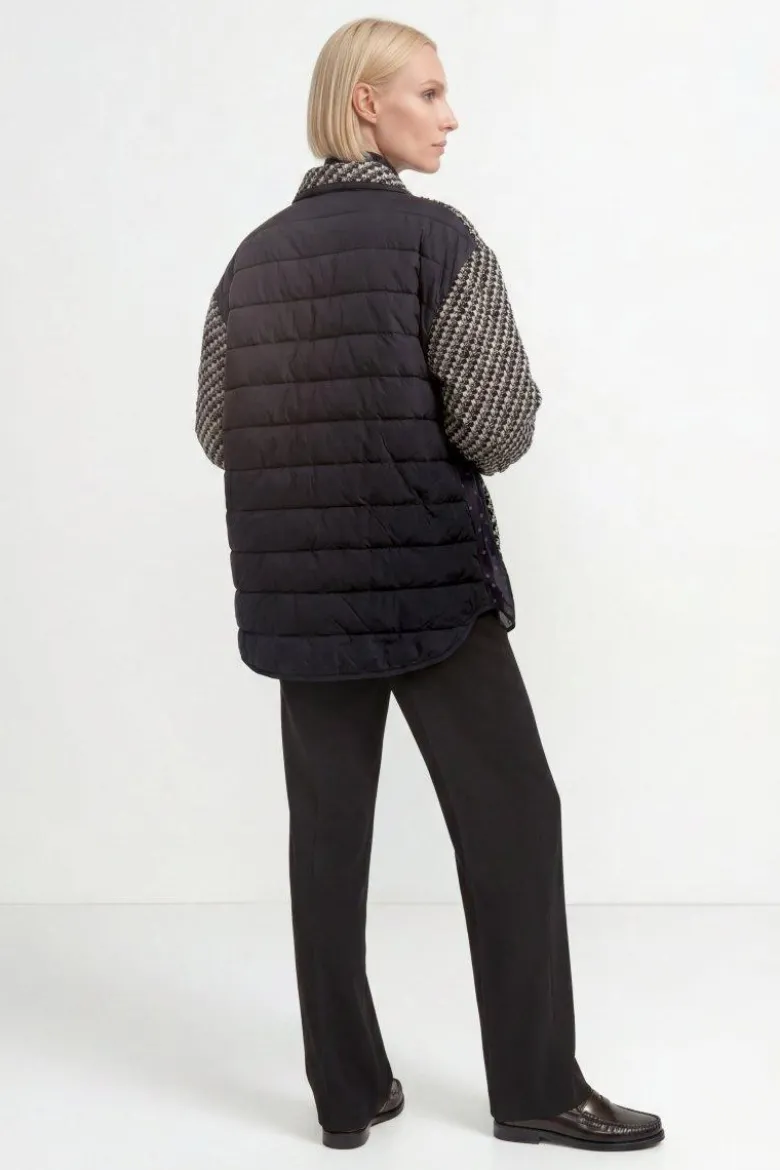 Tweed-Blouson mit Hahnentritt-Muster