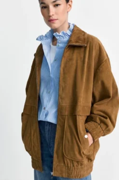 Veloursleder-Bomberjacke
