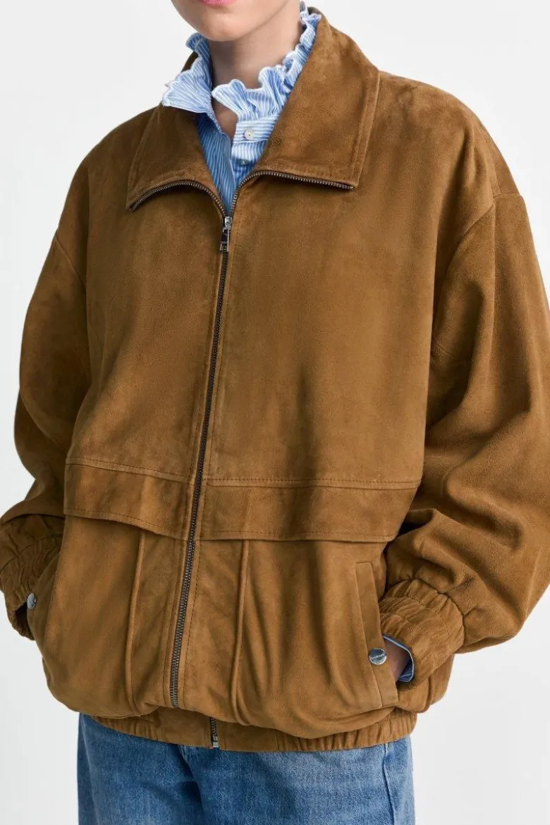 Veloursleder-Bomberjacke