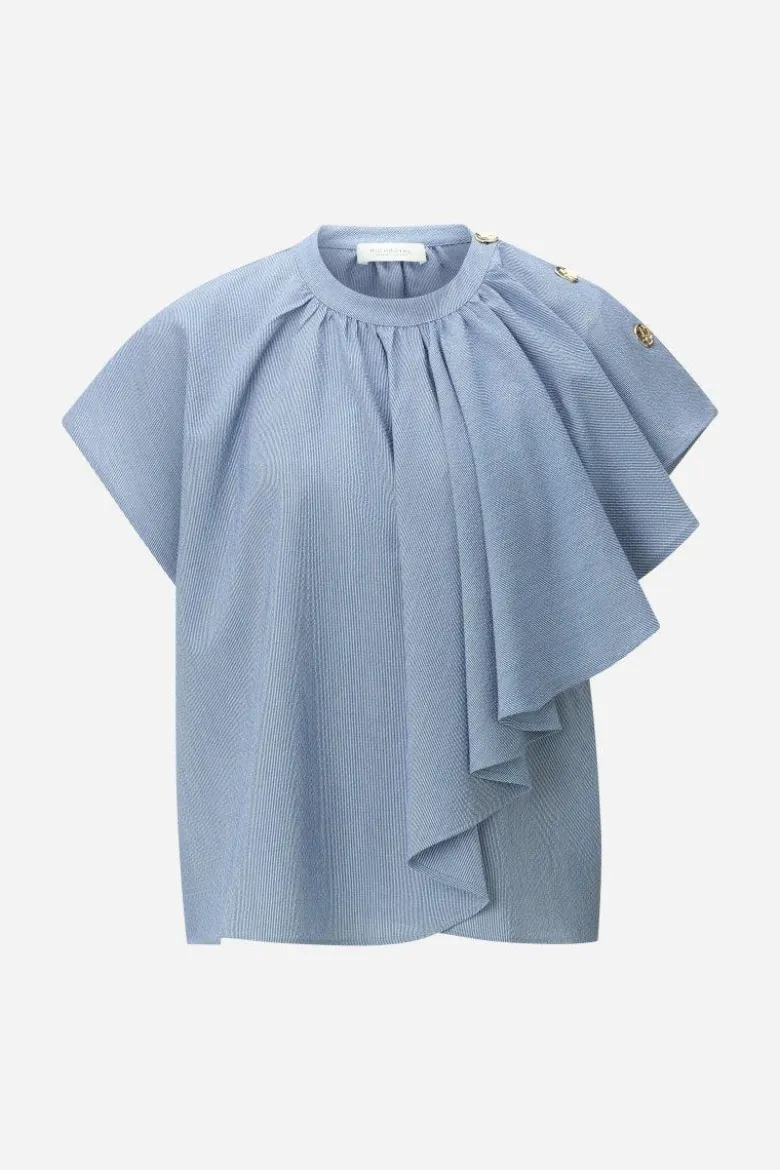 Volant-Bluse mit Schulterknöpfen
