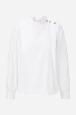 Weiße Bluse mit Rüschenkragen