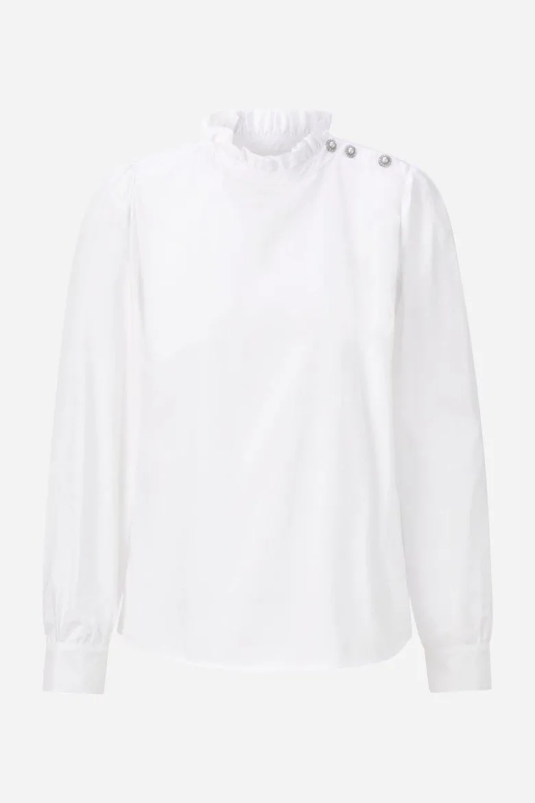 Weiße Bluse mit Rüschenkragen