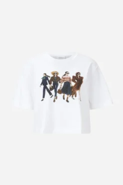 Weißes Baumwoll-T-Shirt mit Fashion-Print