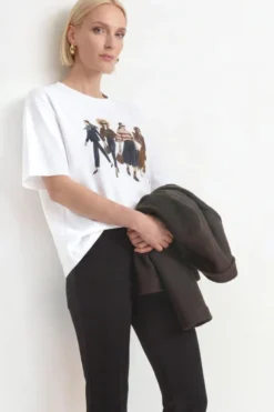 Weißes Baumwoll-T-Shirt mit Fashion-Print