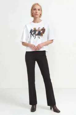Weißes Baumwoll-T-Shirt mit Fashion-Print