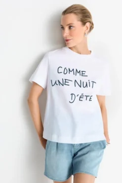 Weißes Statement-T-Shirt
