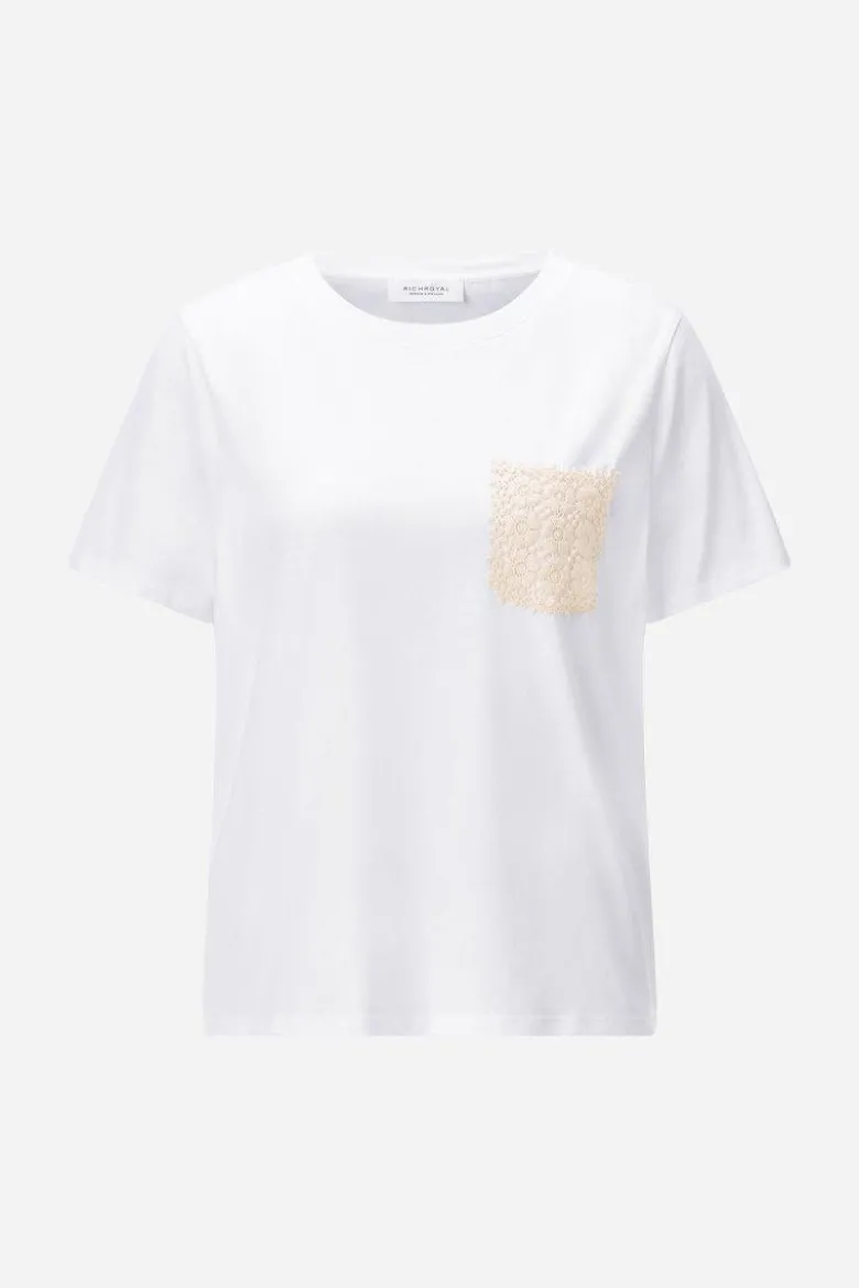 Weißes T-Shirt mit Brusttasche