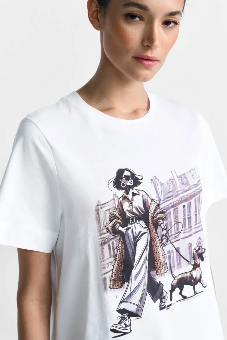 Weißes T-Shirt mit Fashion-Print
