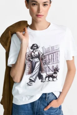 Weißes T-Shirt mit Fashion-Print
