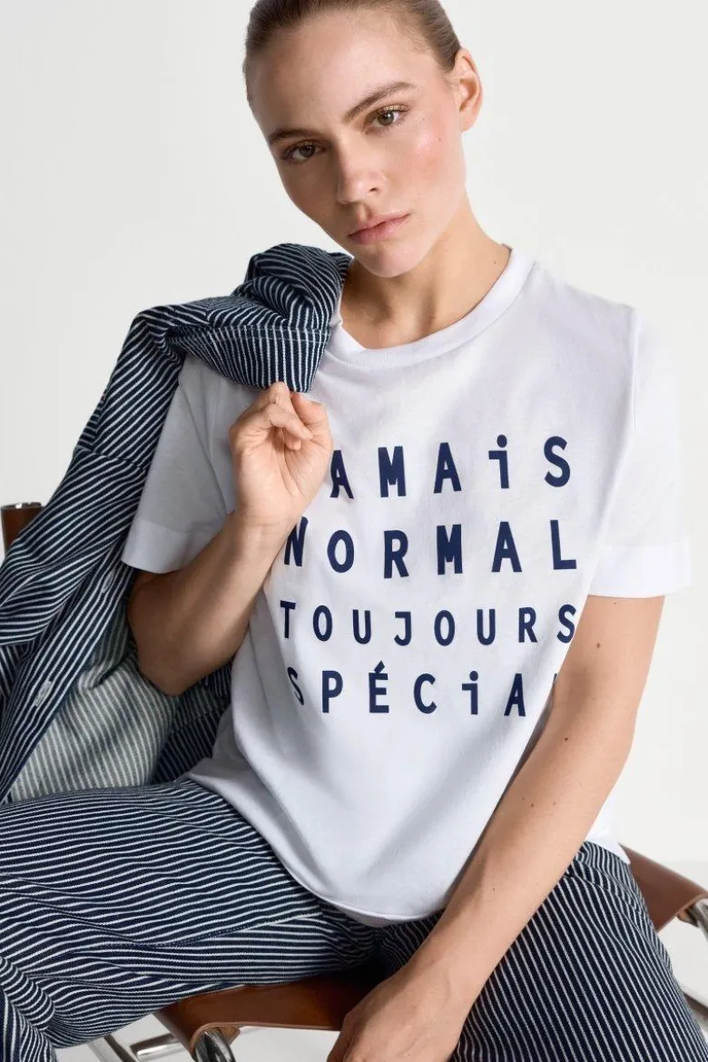Weißes T-Shirt mit Slogan