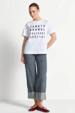 Weißes T-Shirt mit Slogan