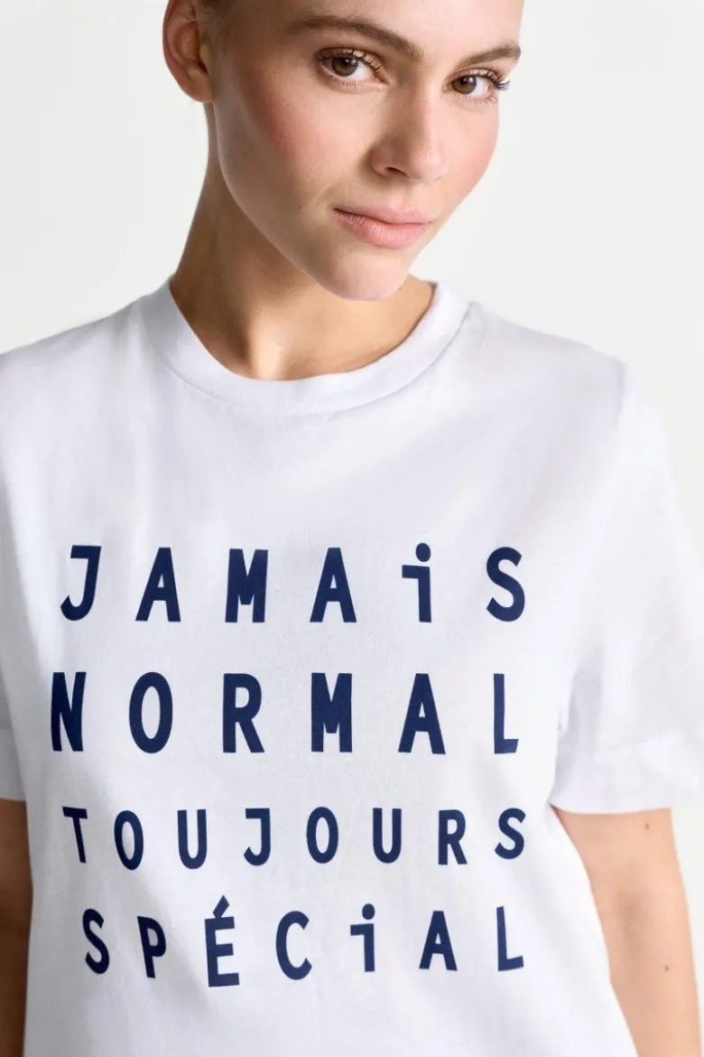 Weißes T-Shirt mit Slogan