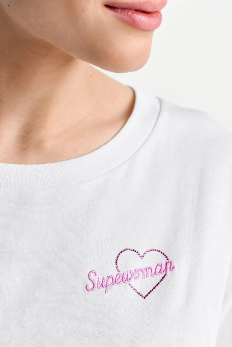 Weißes T-Shirt mit Stickerei