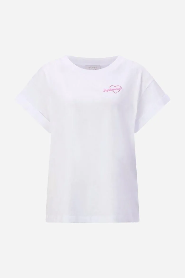 Weißes T-Shirt mit Stickerei