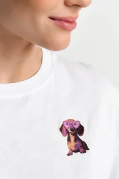 Weißes T-Shirt mit Strassdetails