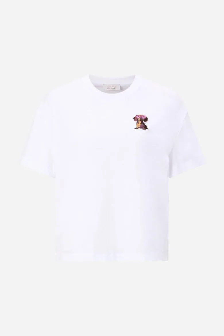 Weißes T-Shirt mit Strassdetails