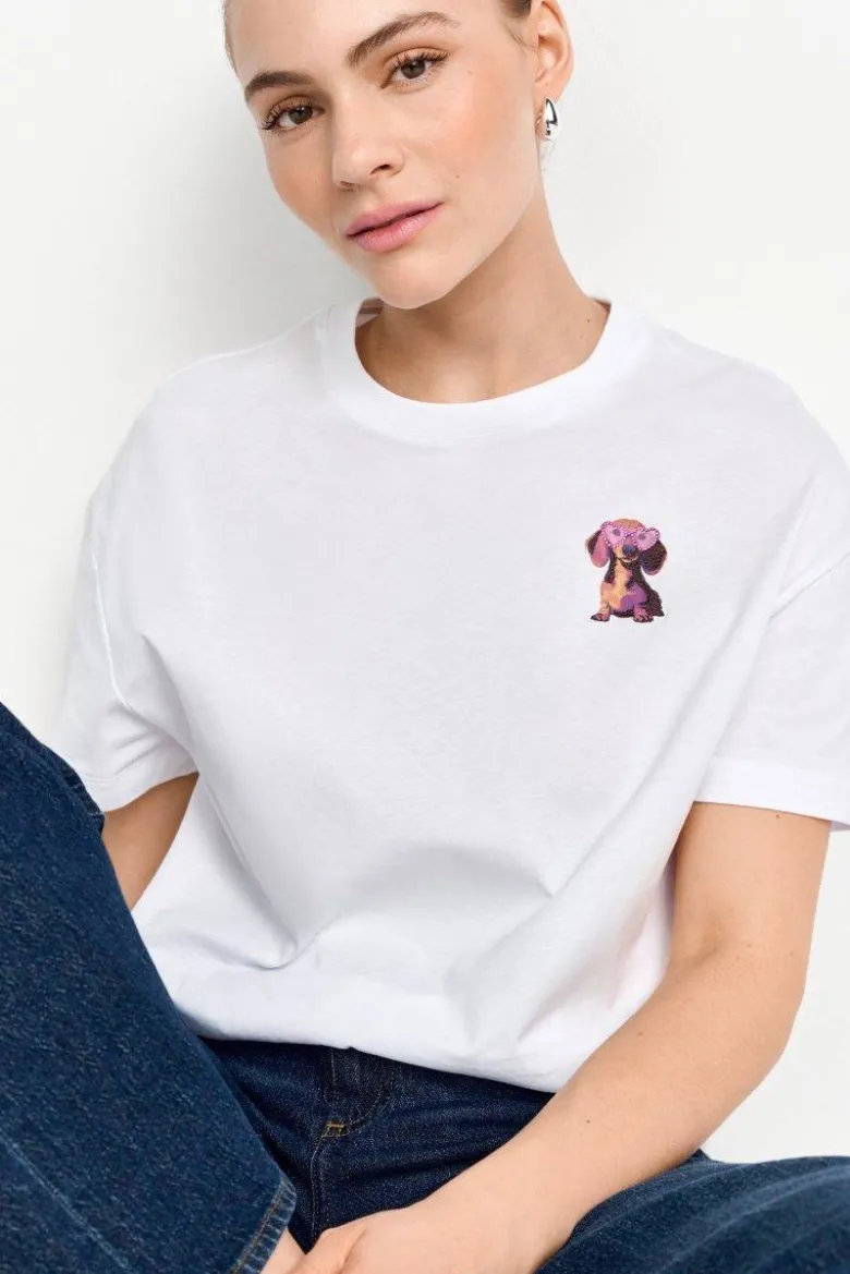 Weißes T-Shirt mit Strassdetails