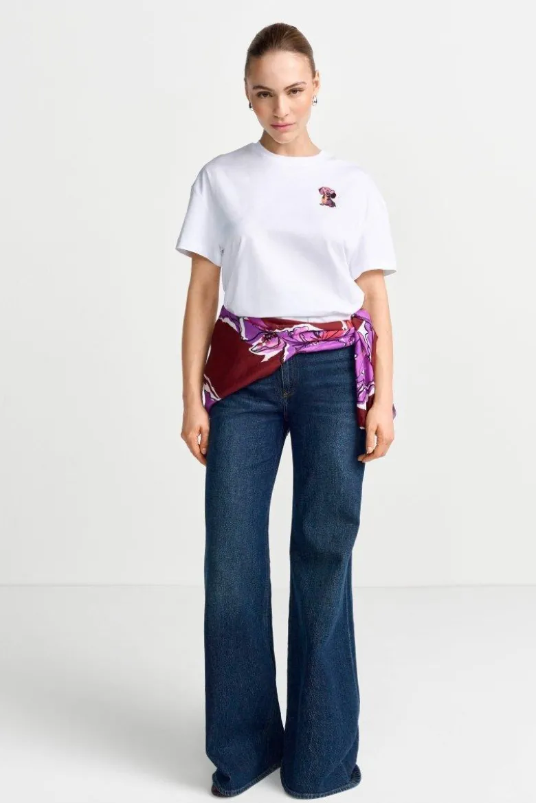 Weißes T-Shirt mit Strassdetails