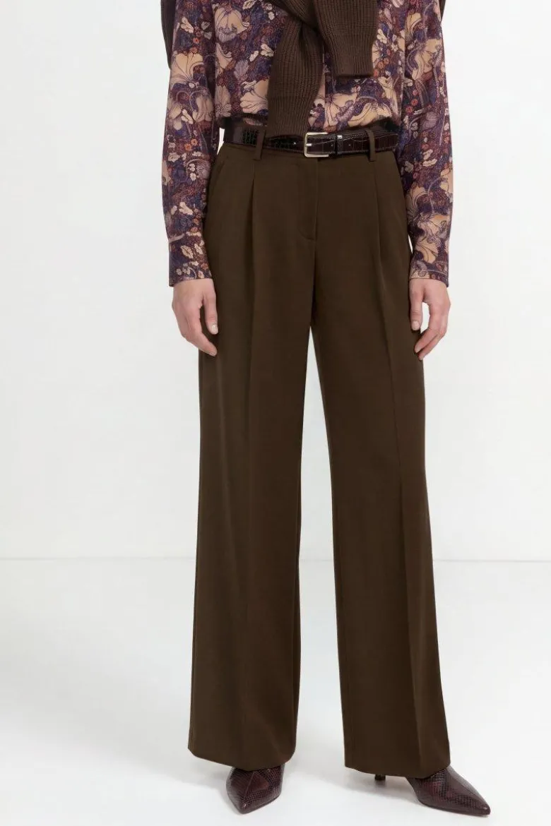 Wide-Leg-Bundfaltenhose