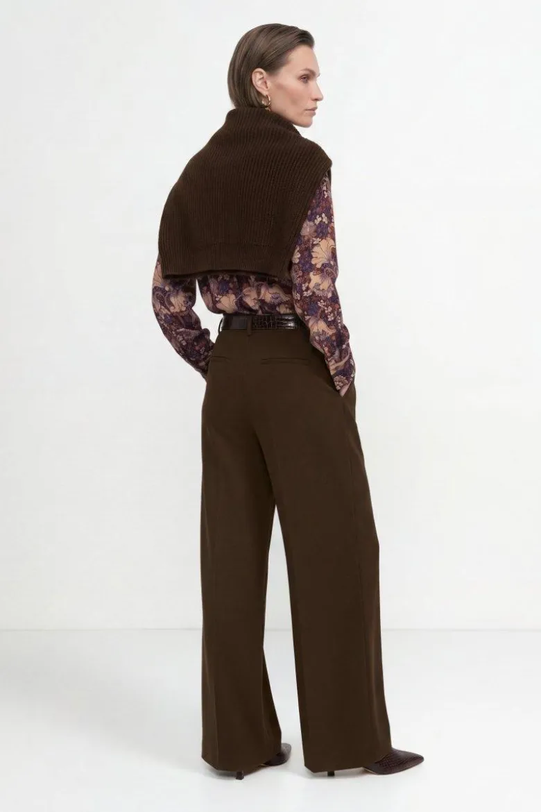 Wide-Leg-Bundfaltenhose