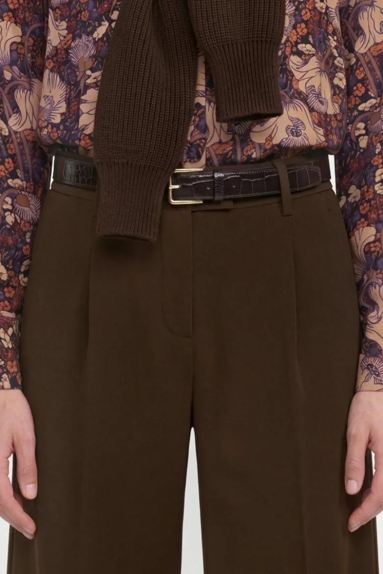 Wide-Leg-Bundfaltenhose
